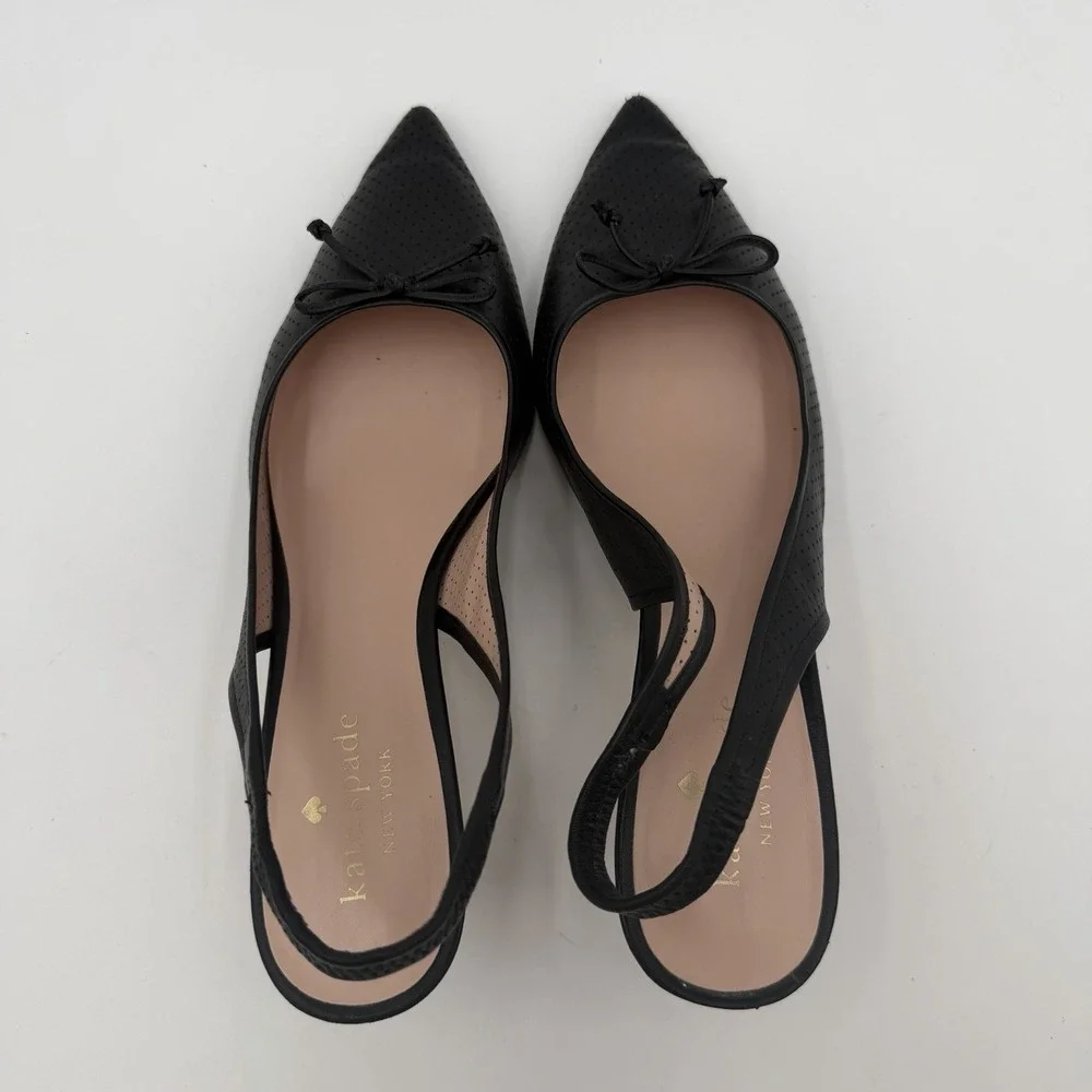 Kate Spade Veronica Black Slip On‎ Kitten Heel Sandals Women's 8.5 Slingback